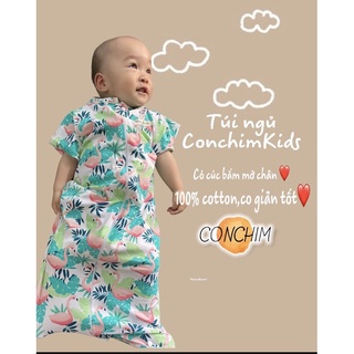 Túi ngủ cotton Conchimkids.Ngắn tay,có cúc bấm chân