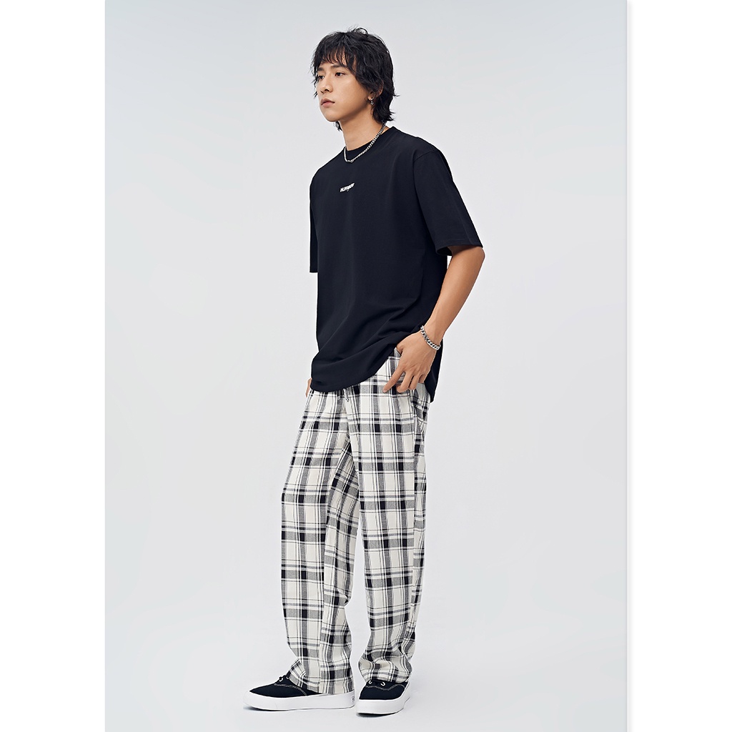 Quần Kẻ Caro Ống Rộng Nam Nữ Unisex Phong Cách Đường Phố - Kiểu quần ống rộng nam caro Plaid Streetwear Leevin Store