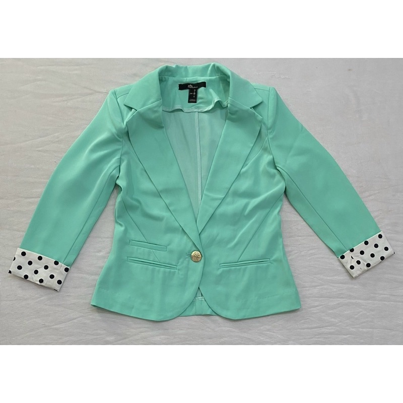 Áo vest màu xanh ngọc phối viền tay chấm bi Ninomaxx (Size M, L/ Dơ nhẹ) - Thanh lý vnxk