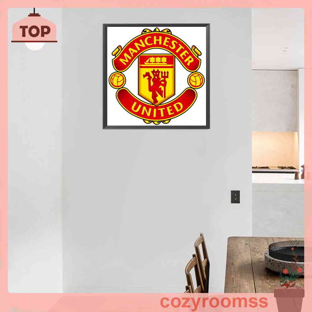 Tranh Đính Đá Kim Cương Toàn Bộ 5D DIY Hình Vẽ Huy Hiệu Manchester United