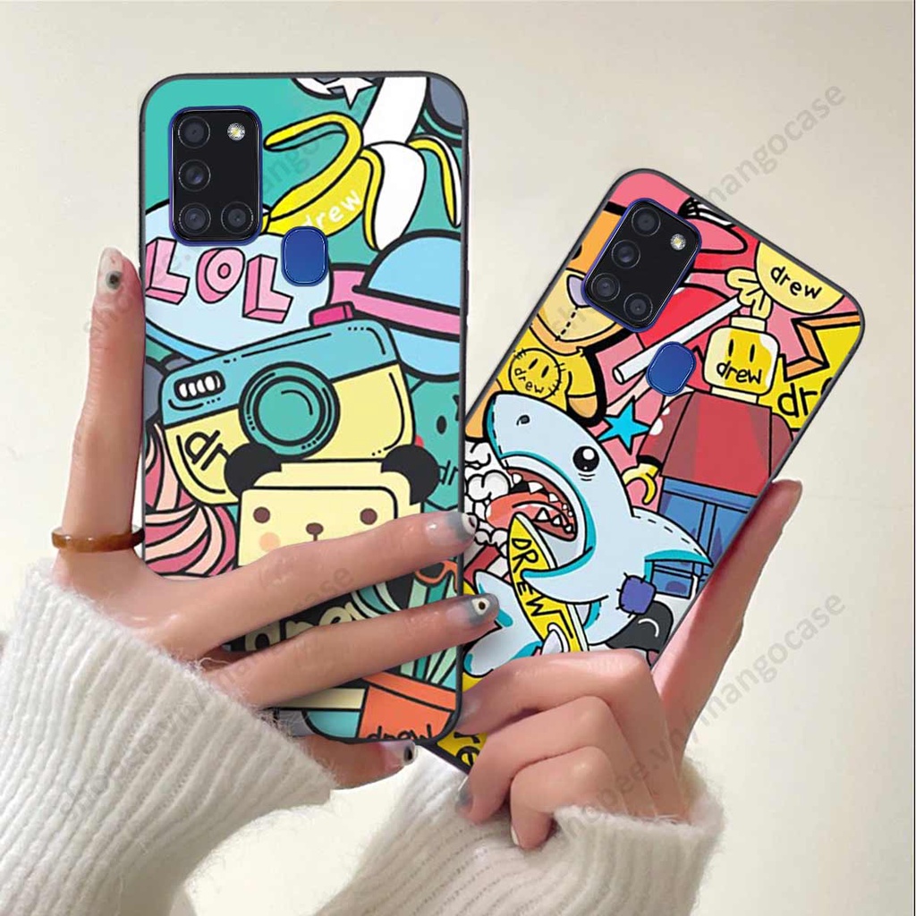Ốp lưng điện thoại Samsung A21s drew, kaws, bape cao cấp, vỏ ốp rẻ đẹp