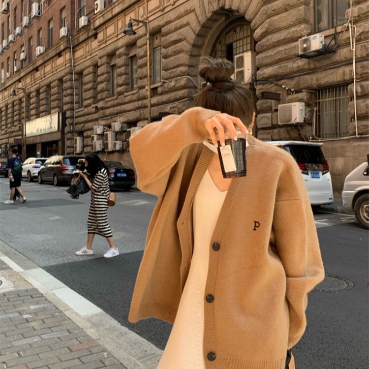 Áo Khoác Cardigan Dệt Kim Tay Dài Dáng Rộng Thiết Kế Mới Thời Trang Dành Cho Mùa Thu Đông