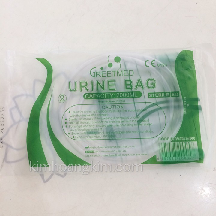 Combo 10 túi nước tiểu 2000ml có van xả chữ T/ van xả thẳng