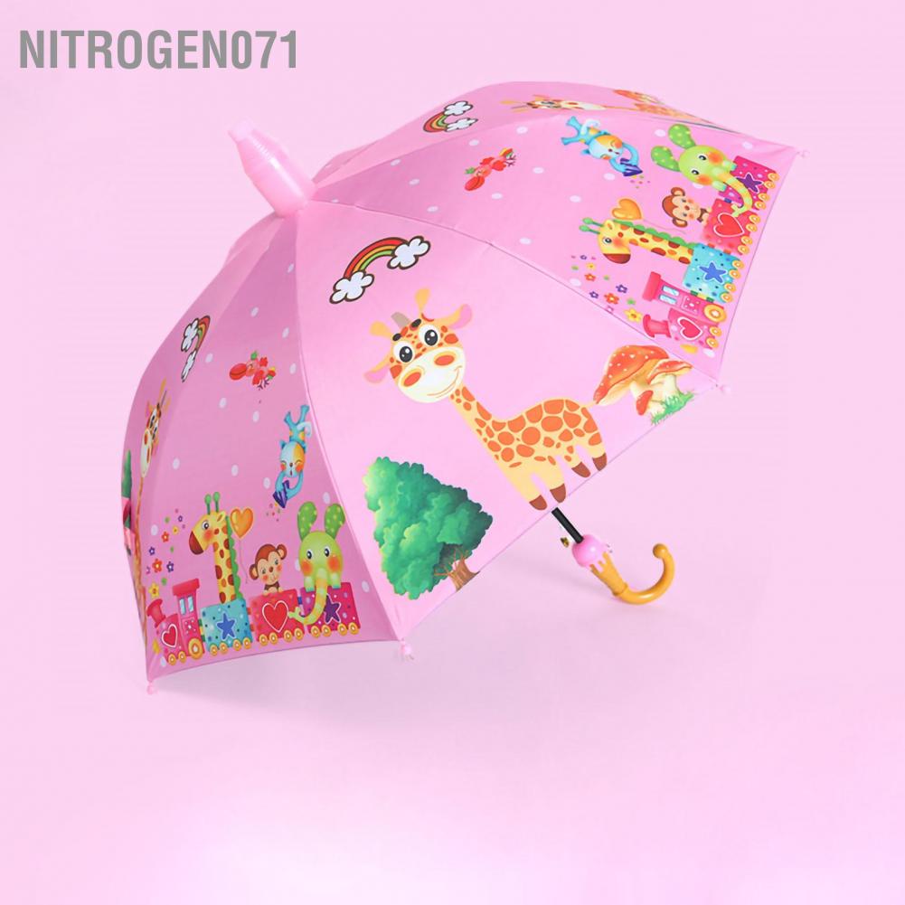 Nitrogen071 Ô tay cầm hoạt hình dài Hoàn toàn tự động Mẫu dễ thương Sử dụng kép dù trẻ em cho mẫu giáo