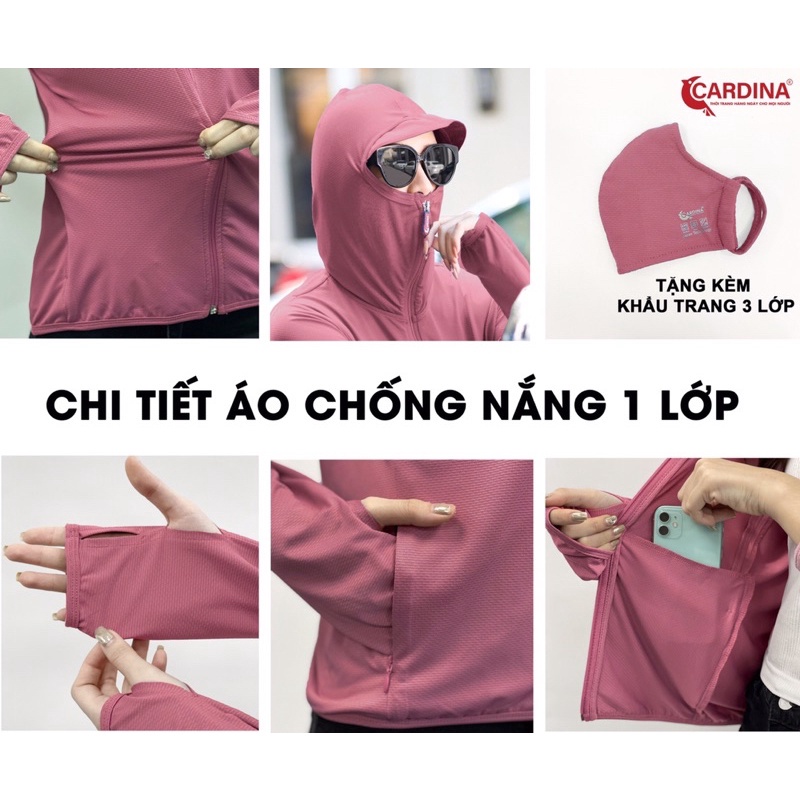 ☾Áo chống nắng nữ 1 lớp Cardina chất thun lạnh cao cấp bảo vệ làn da | BigBuy360 - bigbuy360.vn
