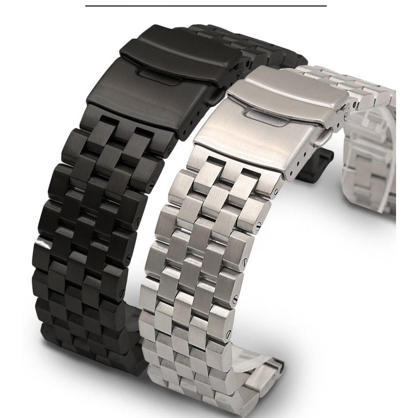SEIKO Dây Đeo Đồng Hồ Bằng Thép Không Gỉ 18mm 20mm 22mm 24mm 26mm Màu Bạc Và Đen Cao Cấp