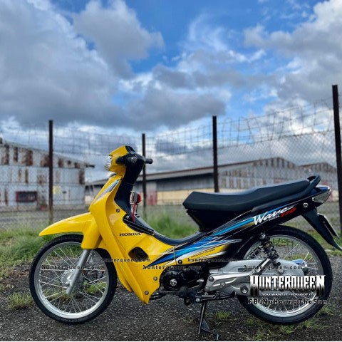 Tem rời dán xe WAVE độ siêu lôi cuốn. Decal vàng xanh nổi bật. Chống nước, bền màu