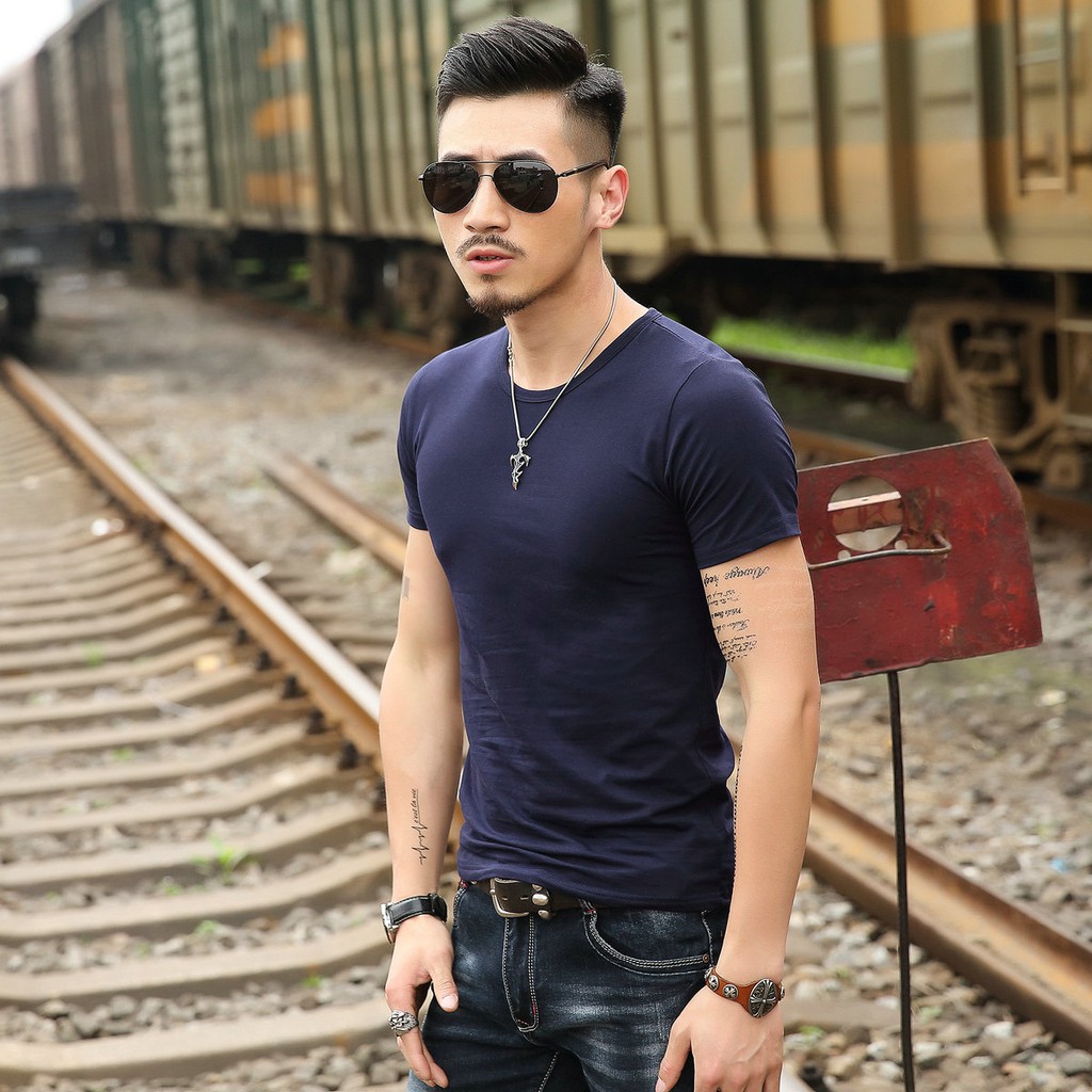 Áo Thun Nam Cổ Tròn Ngắn Tay 7 Màu Cỡ M-5Xl Độ đàn hồi cao