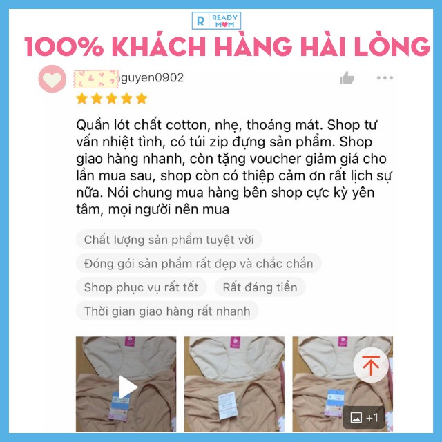 Quần Lót Bầu| Quần Lót Sau Sinh Cạp Chéo| Hàng Việt Nam| Vải Cotton Cao Cấp| Mềm| Sang Trọng| An Toàn| RM02 ReadyMom