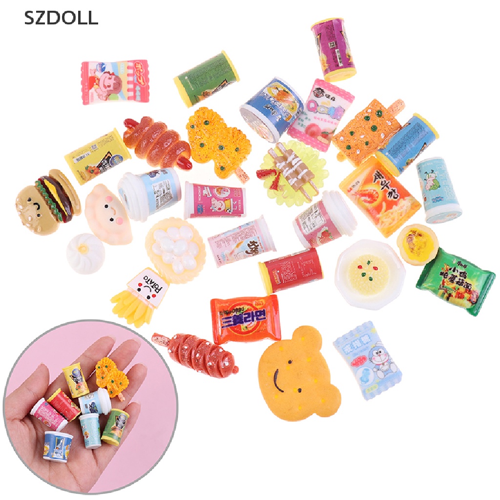 Set 5 Đồ Ăn Vặt Bằng Nhựa Resin Cho Nhà Búp Bê 1: 12