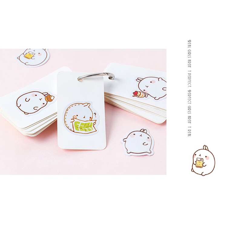 Set 46 Miếng Dán Hình Thỏ Trang Trí Sổ Tay/Nhật Ký DIY