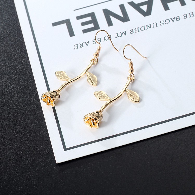 Bông tai dài thiết kế ba chiều sáng tạo hình bông hoa MS182