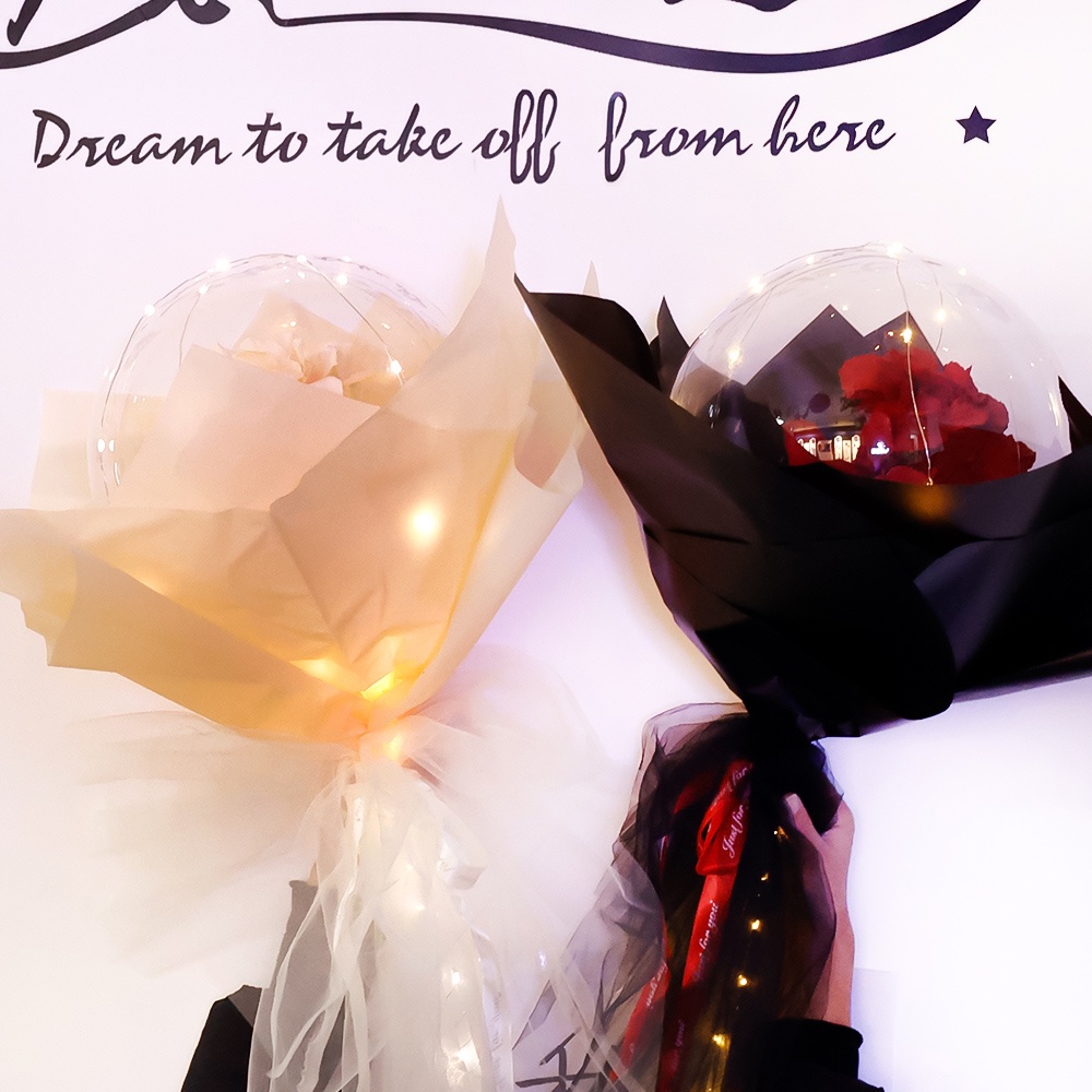 Set bong bóng hoa hồng có đèn led phát sáng trang trí tiệc cưới/ valentine/ sinh nhật/ trang trí nhà
