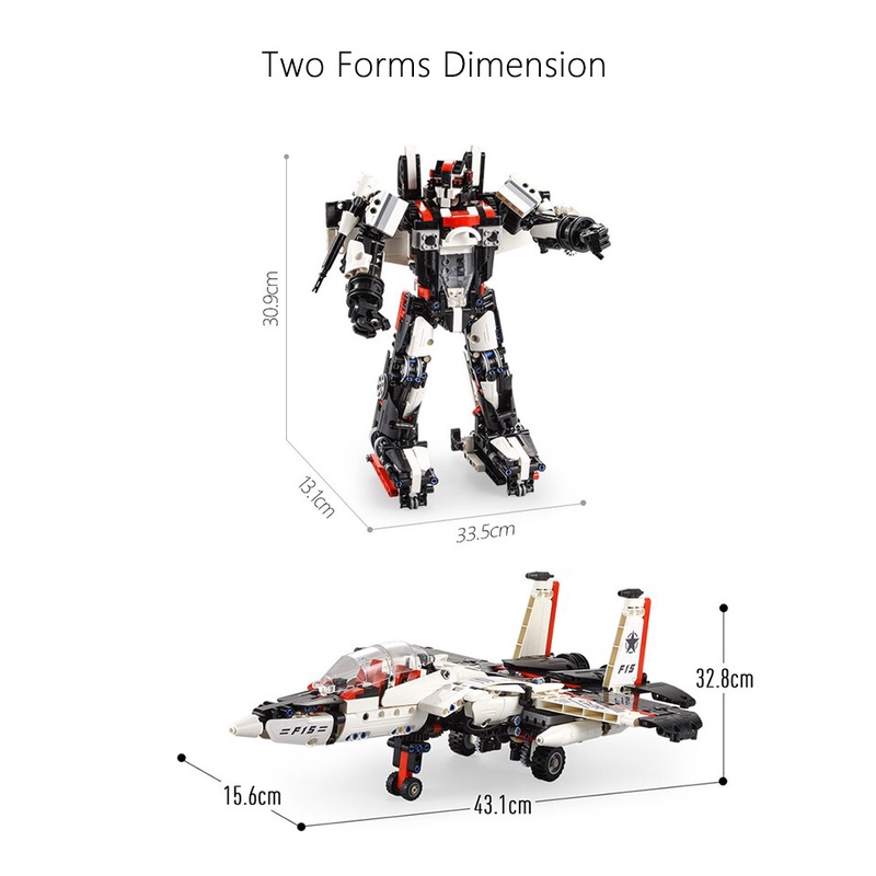 Đồ chơi lắp ráp 2 trong 1 máy bay tiêm kích và robot có điều khiển chạy từ xa