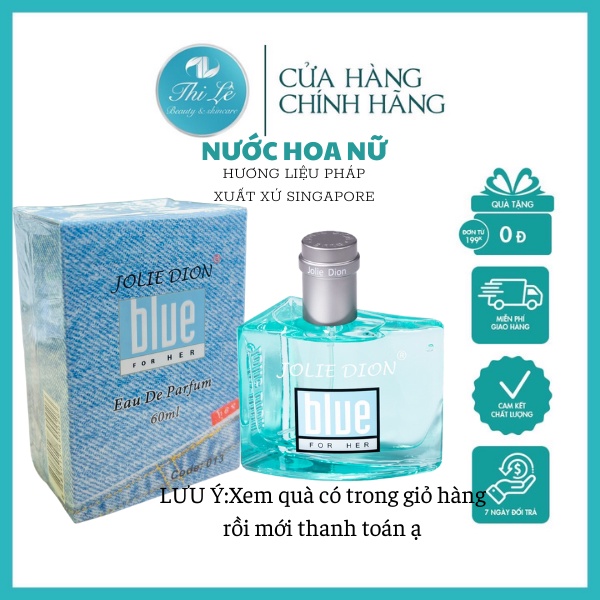 Nước hoa nữ chính hãng thơm lâu,hương dịu nhẹ- Blue Singapore  - Jolie Dion- EDP 60ml