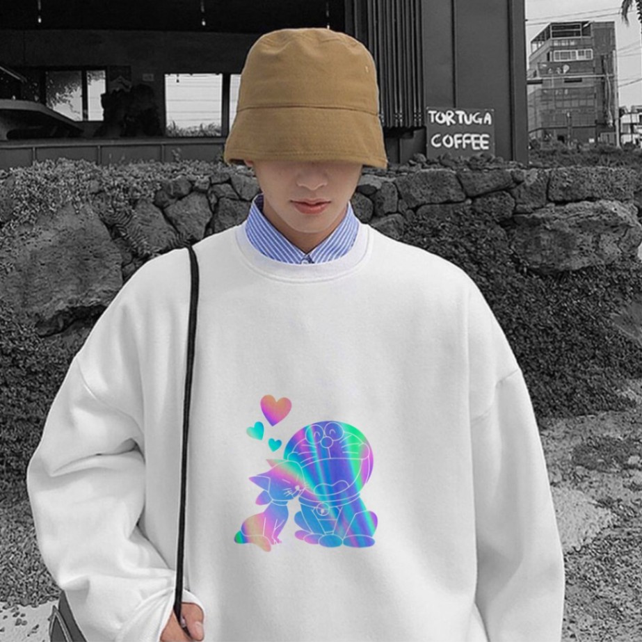 Áo Sweater💖FREESHIP💖 Doremon Tán Gái Phản Quang, áo thun nam, áo thun nữ, thấm hút mồ hôi tốt, mềm mại, thông thoáng | BigBuy360 - bigbuy360.vn