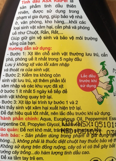 Tinh dầu đuổi chuột ( giá mới 1.2022)