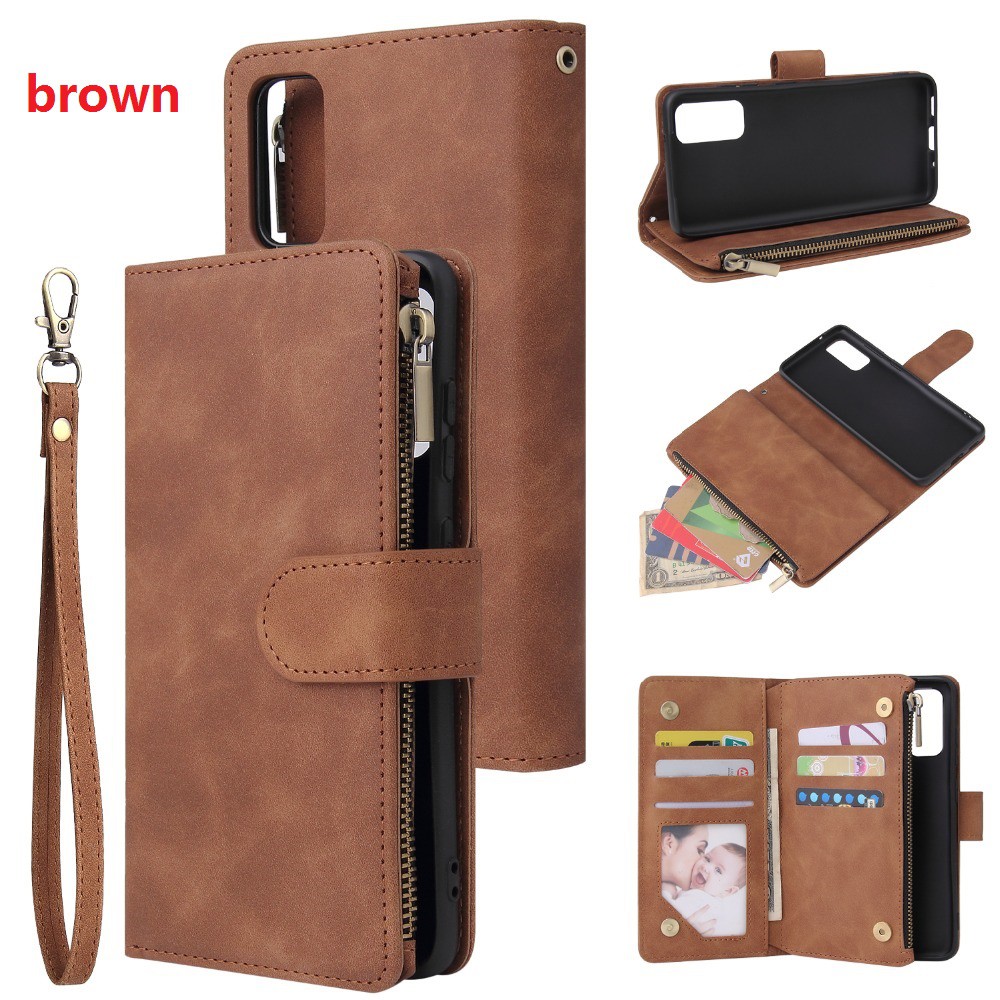 Bao da điện thoại nắp lật tích hợp ví khóa kéo có ngăn đựng thẻ cho iPhone 12 Pro Max 12 Mini 11 Pro Max XS max XR XS iP 11 Pro 11 Max 12 Pro