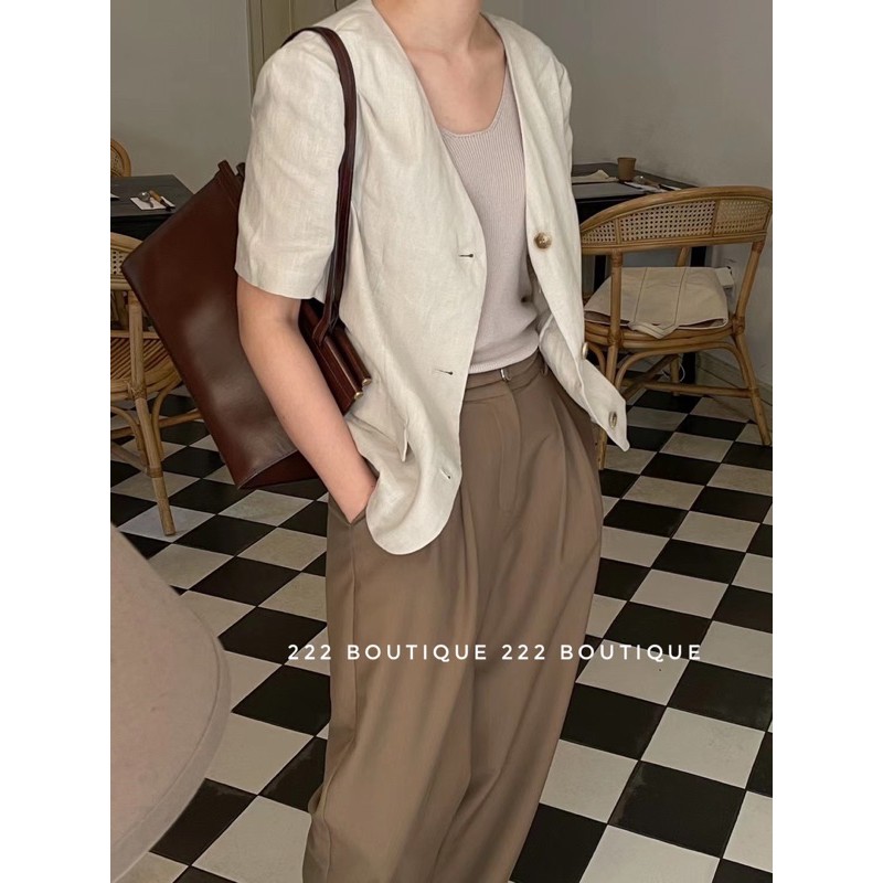 [Mã SR14MAY5 giảm 20K đơn 50K] Áo blazer cổ V linen HQ | BigBuy360 - bigbuy360.vn