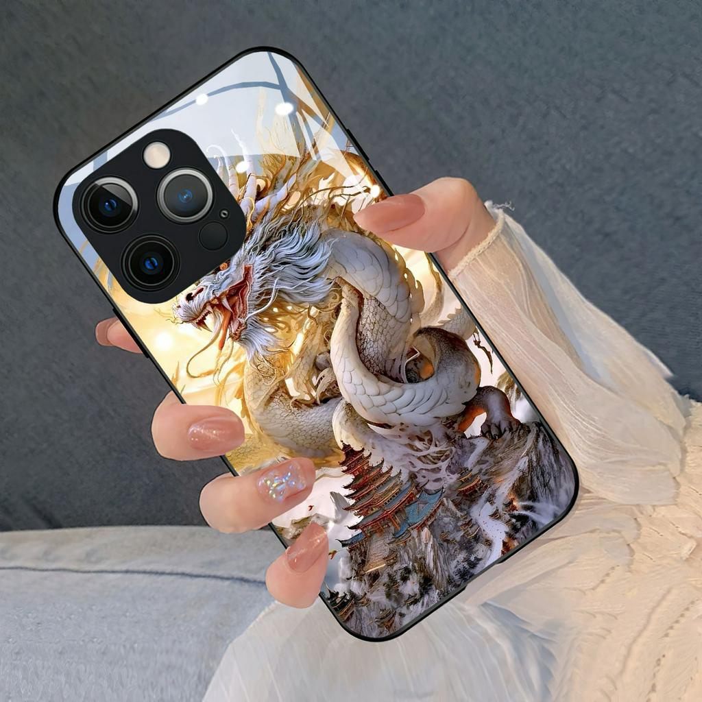 Ốp lưng rồng uy nghiêm kính cường lực Hoka cho IP 6 7 8 plus/ X Xs max/ 11 12 13 14 pro max