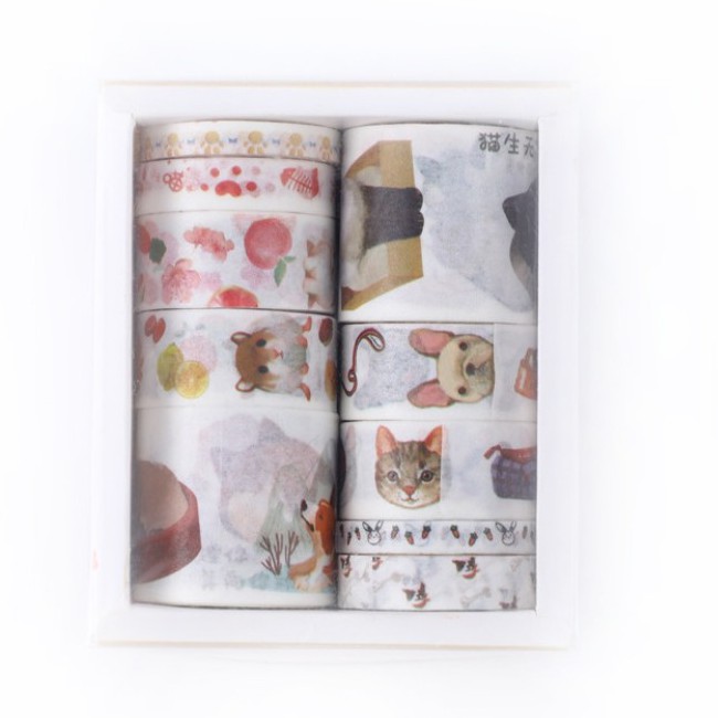 Cuộn băng dính sticker đáng yêu trang trí hoạt hình - hộp quà tặng nhiều chủ đề xinh màu sắc vintage Hàn Quốc