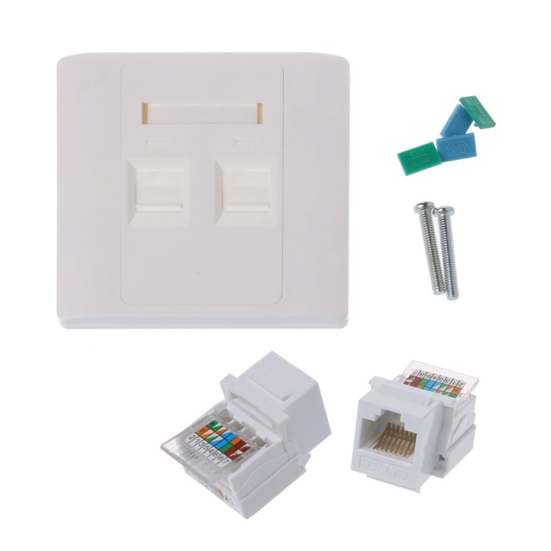 Ổ Cắm Gắn Tường 2 Cổng CAT6 RJ45 Chuyên Dụng Chất Lượng Cao