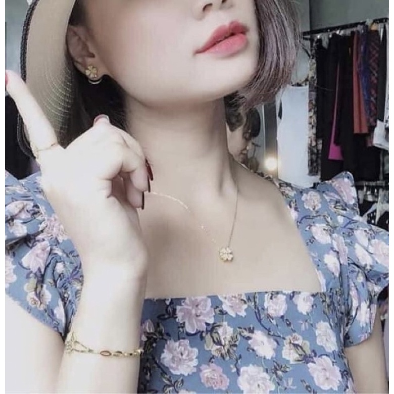 Charm 4 lá đá vàng tây10k xuyên mix vòng hoặc làm mặt dây chuyền size 8-10li