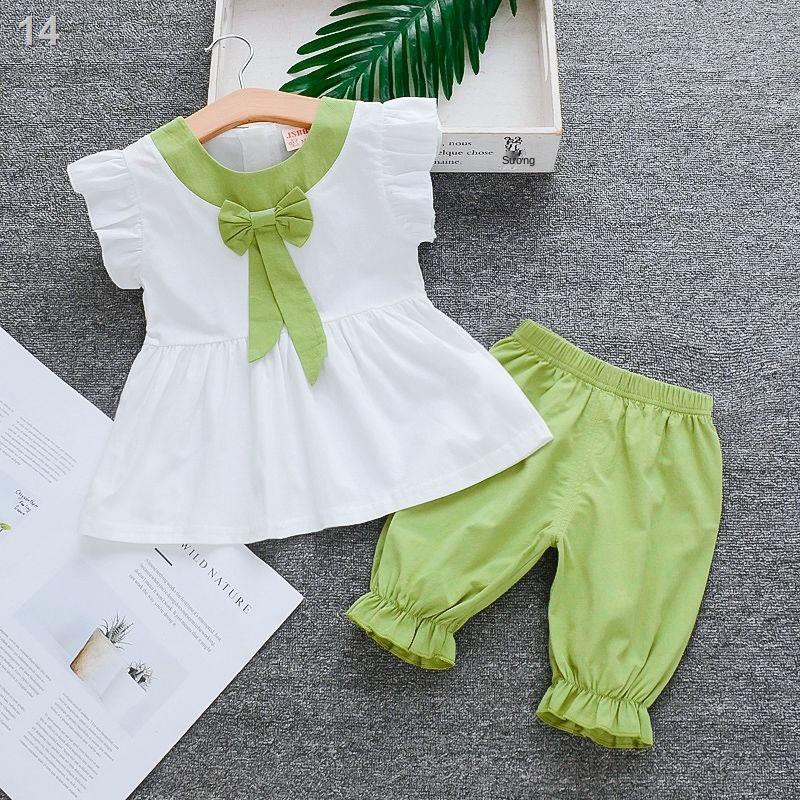 Trang phục mùa hè bé gái váy liền phong cách Hàn Quốc cho 1 một 3 tuổi 4 trẻ sơ sinh mẫu mới 2020 bộ hai chiếc