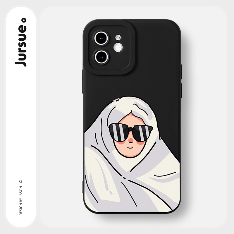Ốp lưng JURSUE hoạt hình cặp đôi dễ thương đẹp đen Cho iPhone 14 13 12 11 Pro Max SE 2020 X XR XS 8 7 ip 6S 6 Plus Y2317