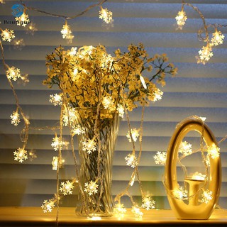 ✿♥▷ 20LED 3M String Fairy Lights Battery Power Snowflake Christmas Tree Party Home Decor