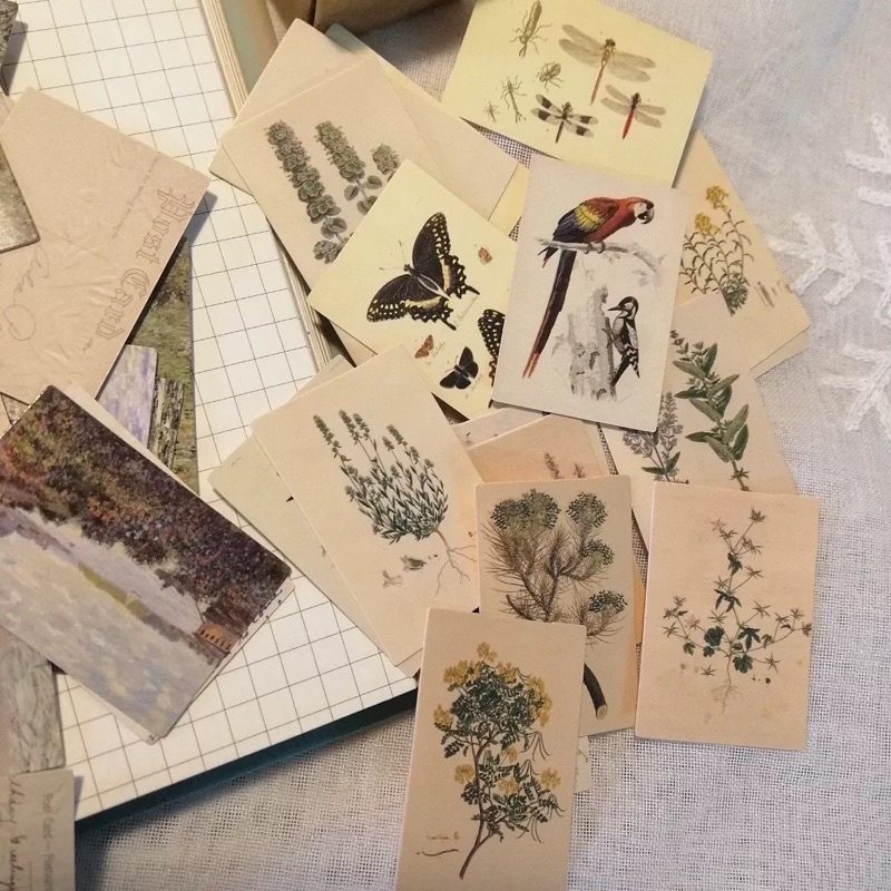 Thẻ trang trí in 2 mặt chủ đề vintage dùng trang trí bullet journal - ginandtonic