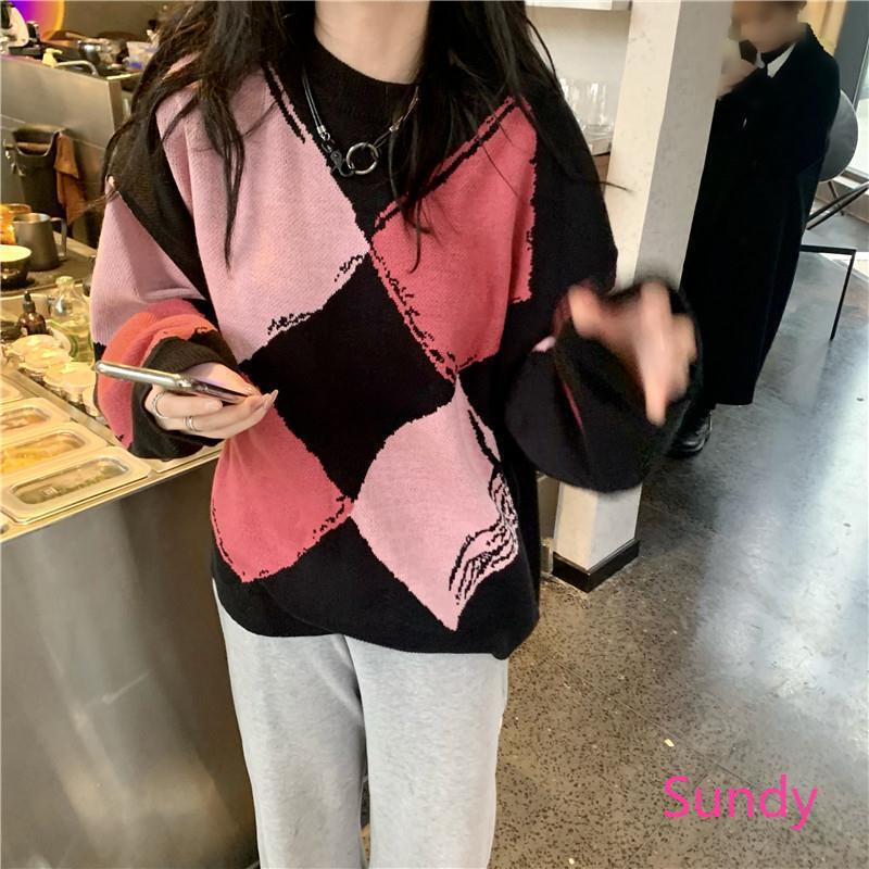 Áo Sweater Tay Dài Dáng Rộng Kiểu Hàn Quốc Thời Trang Mùa Đông Cho Nữ