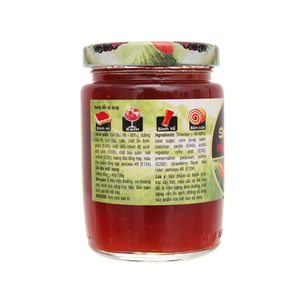 Mứt Dâu Strawberry Preserves GOLDEN FARM 210G - Dùng ăn kèm kem, sinh tố, bánh mì, sandwich, trà nóng