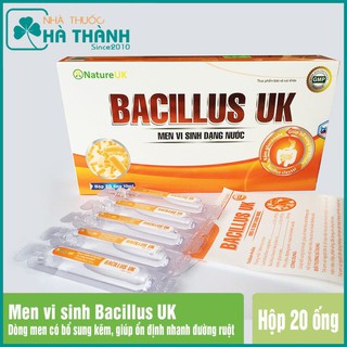 Men tiêu hóa cho bé, men vi sinh có bổ sung kẽm Bacillus UK - Giúp bổ sung lợi khuẩn, giảm rối loạn tiêu hóa -Hộp 20 ống