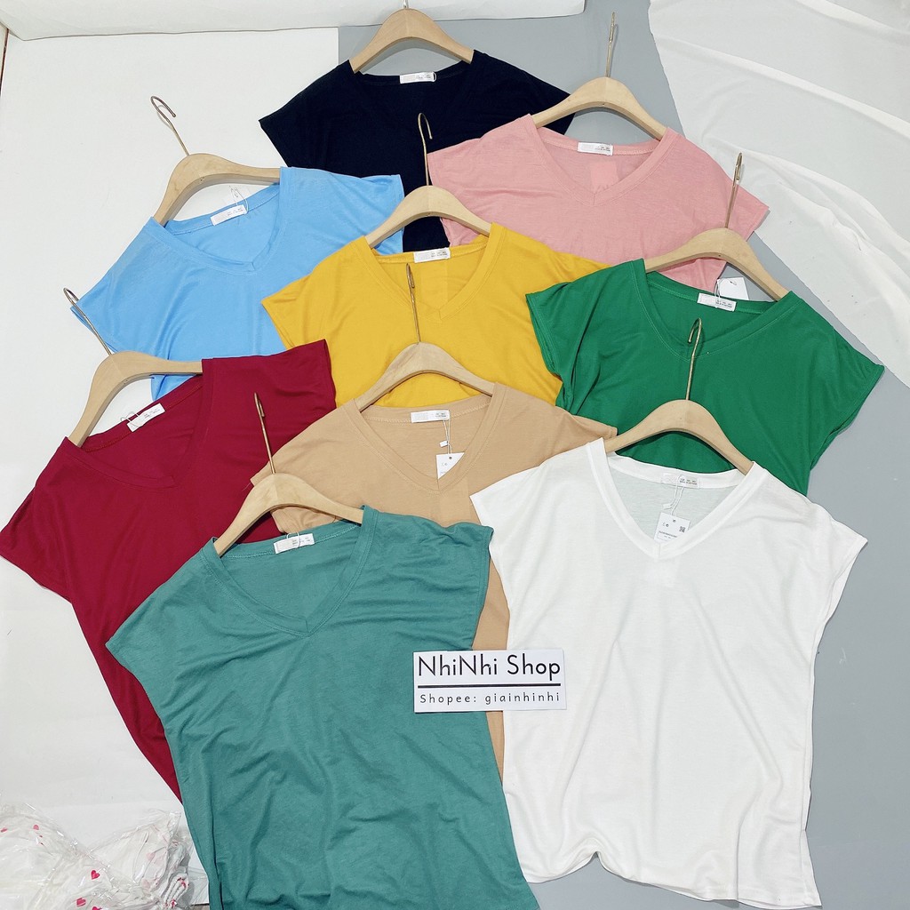 Áo thun giấy cổ tim vai hến, Áo phông sát nách cổ tim vải siêu mát CS3105 - NhiNhi Shop