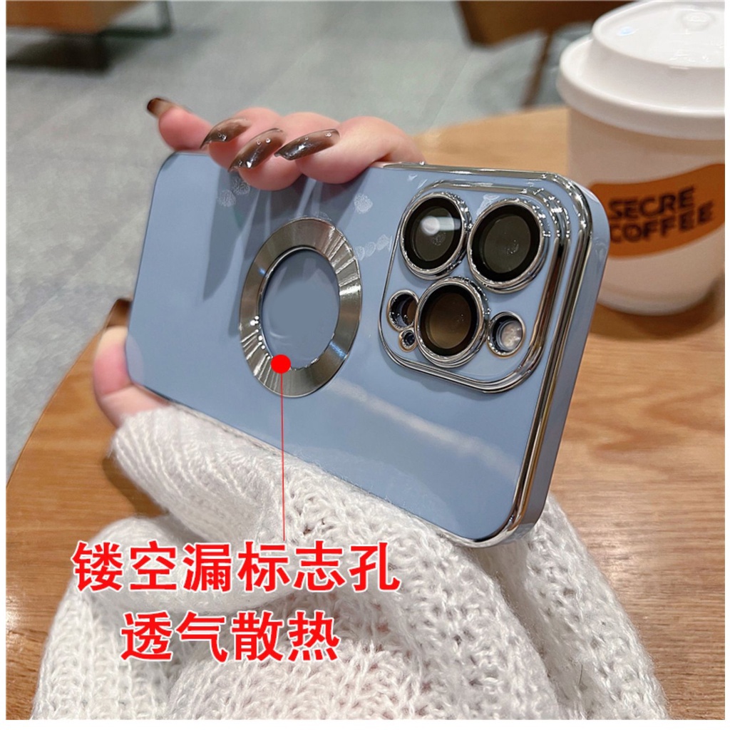 Ốp Điện Thoại Mạ Điện Kèm Miếng Dán Bảo Vệ Camera Cho iPhone 13 12 11 Pro MAX XS MAX XR 7+8 Plus