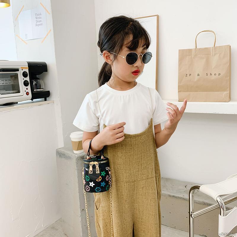 Túi đeo chéo chất liệu da PU họa tiết hoa dễ thương dành cho nữ/ bé gái