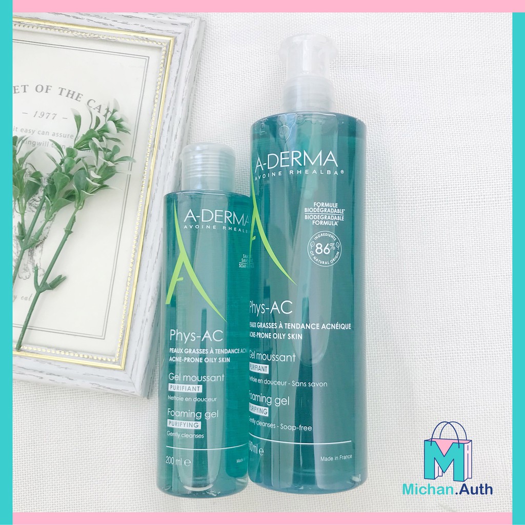 Sữa Rửa Mặt A-Derma Gel Moussant Purifiant Phys-Ac