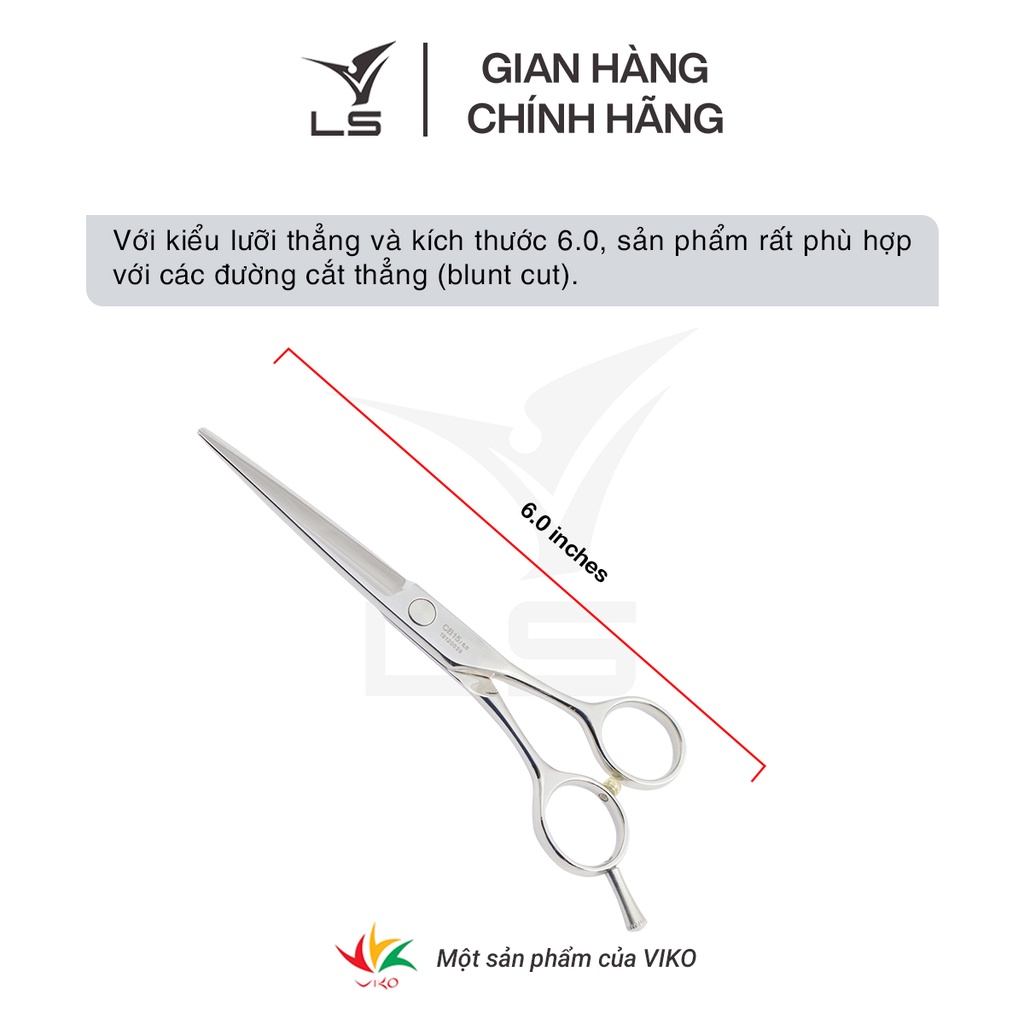 Combo 2 kéo cắt tỉa cao cấp VLS,Kéo cắt lưỡi thẳng chuôi cân xứng CB15/6.0,Kéo tỉa chuôi offset vênh răng cong T3226