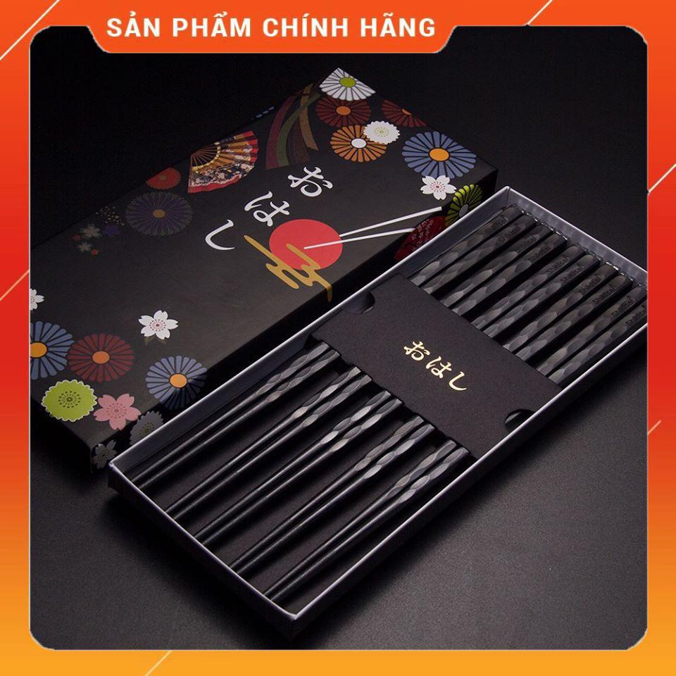 Set 5 Đôi Đũa Kháng Khuẩn SHIKISAI Premium hoa đào Nhật cao cấp sợi thuỷ tinh chống nấm mốc, chống trơn Panda Fukuoka