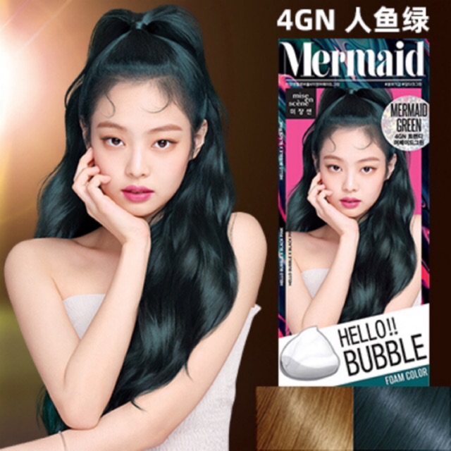 [HOT] Nhuộm tóc tạm thời Hello Bubble màu 4GN Mermaid | Nhuộm tóc tại nhà màu xanh rêu