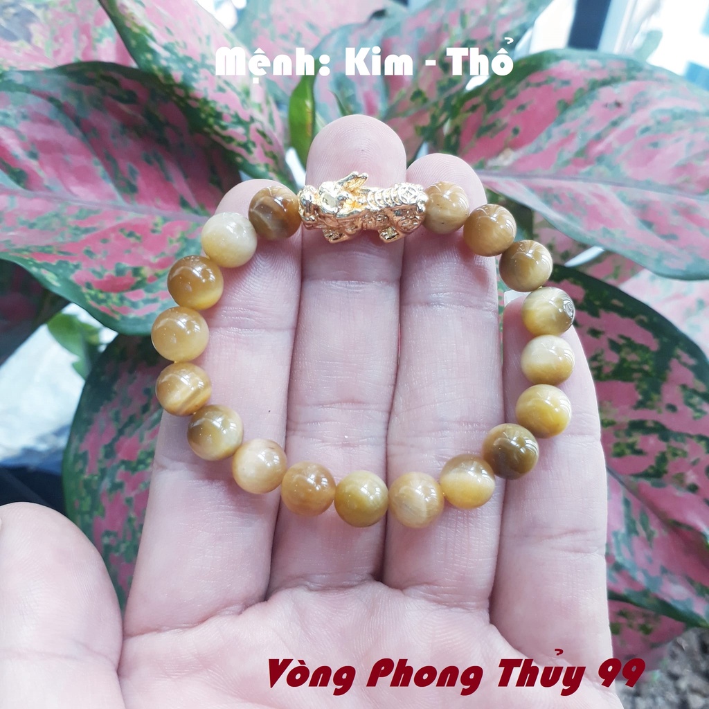 Vòng Tỳ Hưu Đá Mắt Hổ Vàng Đủ size - Vòng Phong Thủy Đá Mắt Hổ Vàng mệnh Kim, Thổ