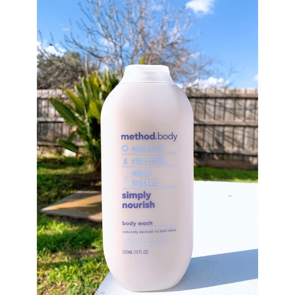 Sữa Tắm Hữu Cơ Tự Nhiên Method Body Simply Nourish Body Wash 532ml #Mùi Ngọt Ngào Từ Dừa, Sữa gạo, Bơ đậu mỡ