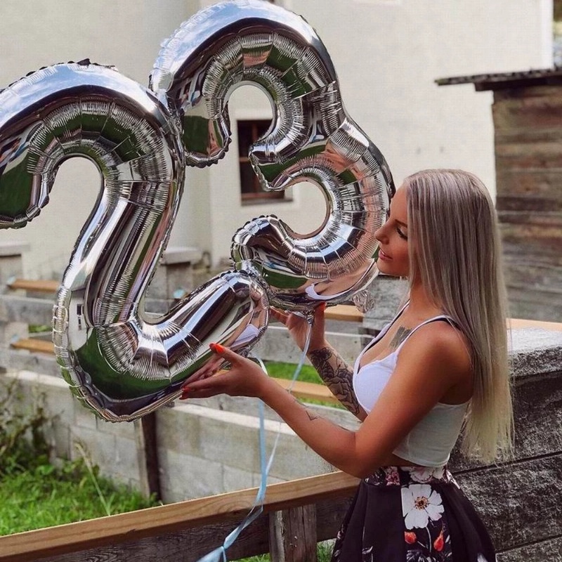 Bong Bóng Nhôm 32 Inch Hình Chữ Số Trang Trí Sinh Nhật / Đám Cưới