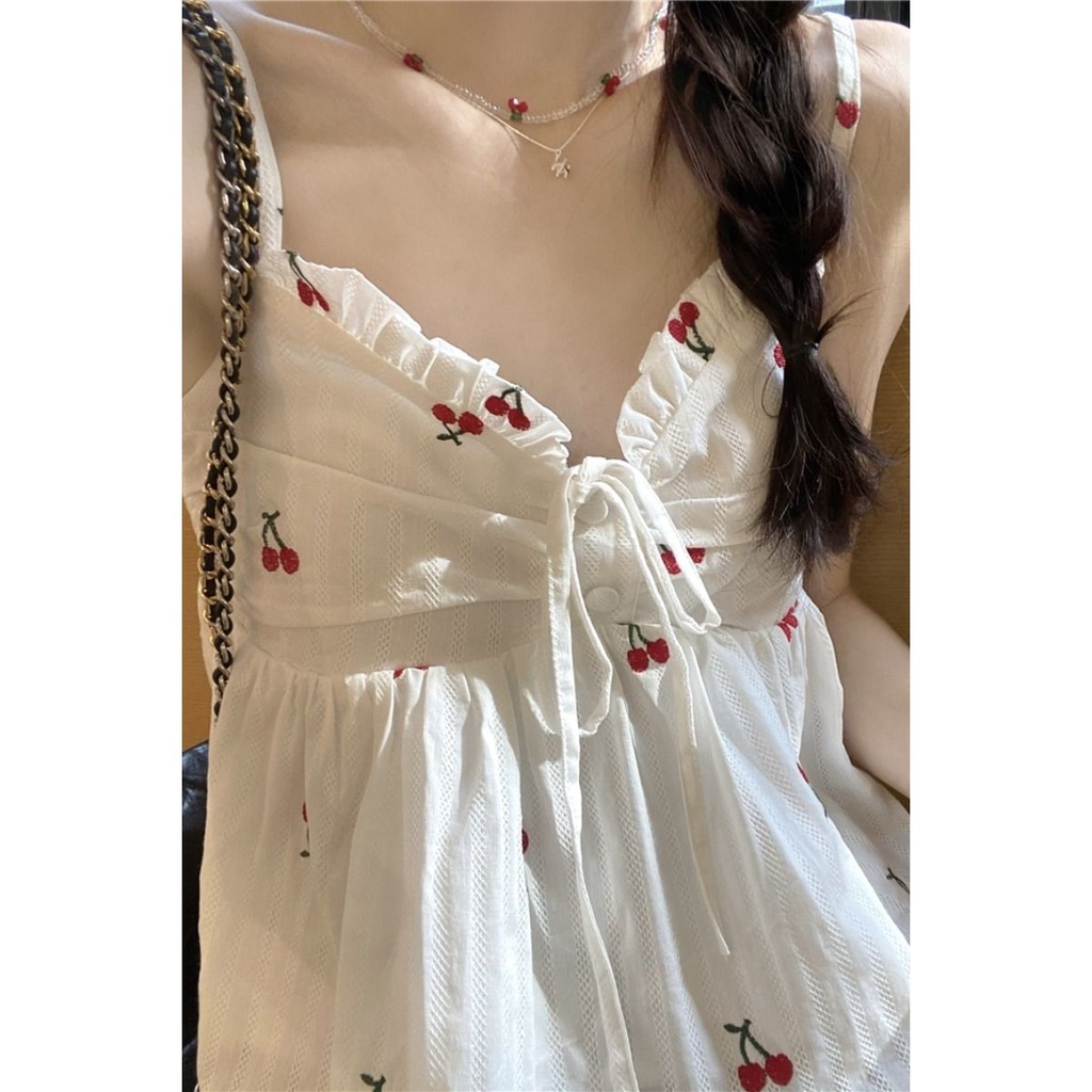 Áo Hai Dây In Hình Quả cherry Thời Trang Mùa Hè Hàng Mới Dành Cho Bạn Nữ
