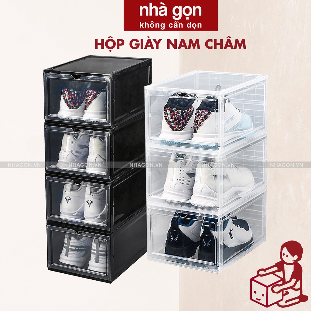 Hộp đựng giày dép nắp nam châm kích thước lớn - NHÀ GỌN KHÔNG CẦN DỌN