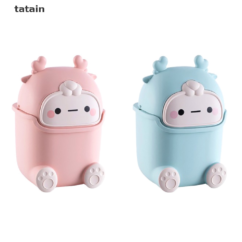 [TAT] Ins Desktop Small Trash Bin Waste Bin Bedroom Home Cute Trash Can With Lid CVX