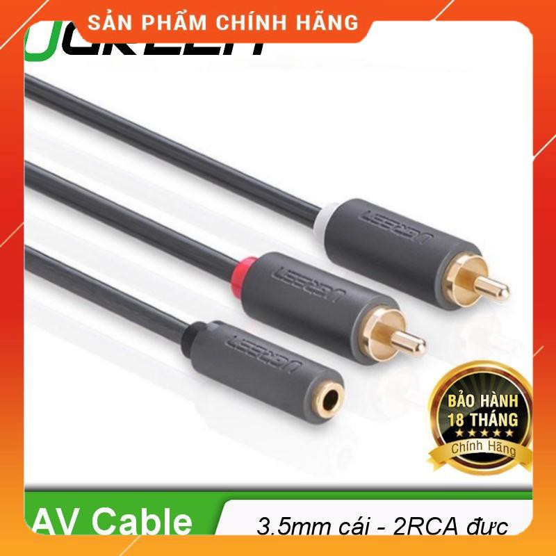 (Có sẵn) Cáp chuyển âm thanh jack 3.5mm cái sang 2 đầu hoa sen RCA đực chính hãng UGREEN AV102 _Siêu rẻ