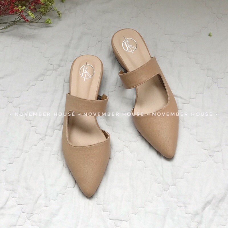 Giày sục nữ màu trơn kiểu dáng khoét eo gót thấp thời trang nữ xinh xắn - SB46 - Oula Store