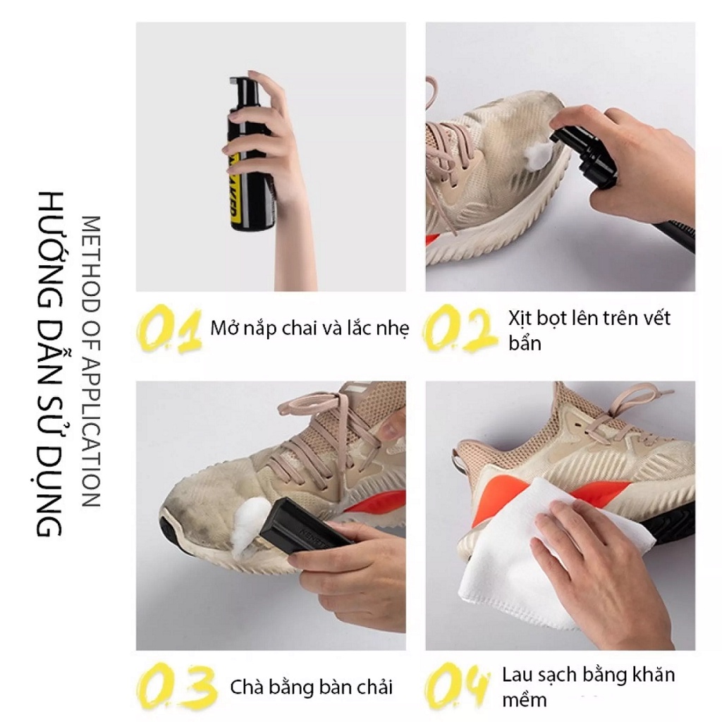 Combo Bộ kit vệ sinh giày Sneaker Cleaning 150ml kèm bàn chải giày và khăn lau siêu mịn